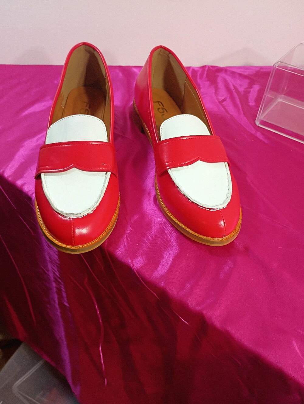 FSJ Shoes Women's SZ 15 Red and White Round Toe Loafers Office Casual - Picture 7 of 10
